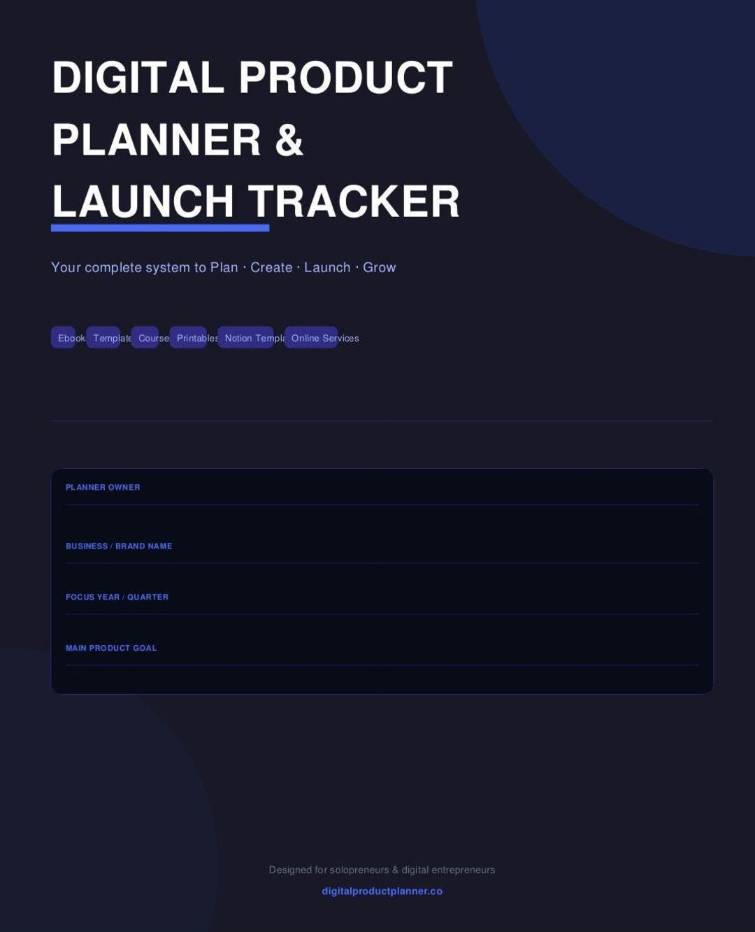 Digital Product Launch Planner PDF | Plan Create Sell | Launch Tracker ...