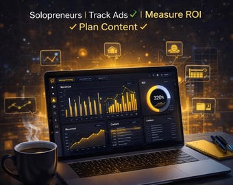 Panel de análisis de marketing / Seguimiento de campañas / ROI de inversión publicitaria / Calendario de contenido / Descarga HTML para emprendedores individuales