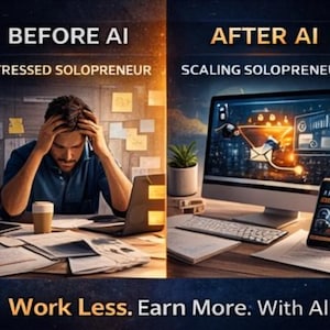 Sistema de productividad con IA para emprendedores individuales / Trabaja menos, gana más / Guía de automatización con IA / Descarga digital