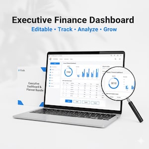Executive Finance Dashboard Bundle – KPI, Revenue, Expense Tracker (HTML, PDF)