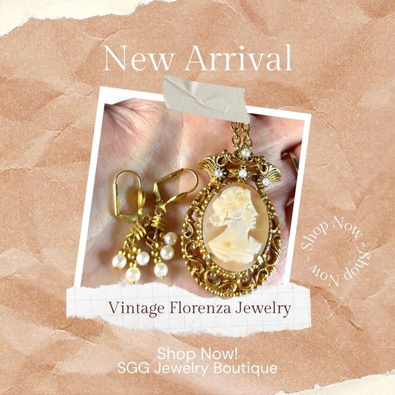 Vintage Victorian Style Carved Shell Cameo & Faux… - image 3