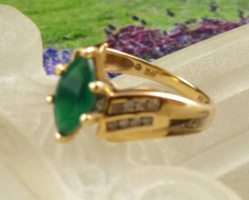 Kay Jewelers 14K Gold Emerald and Diamond Ring Size 5 Free Etsy