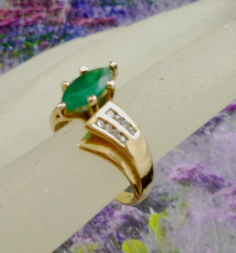 Kay Jewelers 14K Gold Emerald and Diamond Ring Size 5 Free Etsy