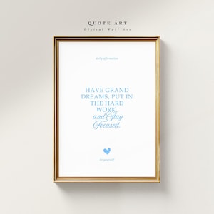 Motivational Poster &quot;Stay Focused&quot; – Blue Digital Quote Print – Office Affirmation Wall Art for Work, Study & Productivity
