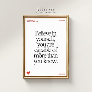 Believe In Yourself Poster | Motivational Wall Art | Positive Affirmation Print | Minimalist Home Decor | Digital Download