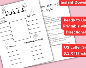 Date Night MASH Game | D.A.T.E. Printable for Couples | Fun Romantic Game for Two | Instant Download Date Night Ideas | Mystery Date