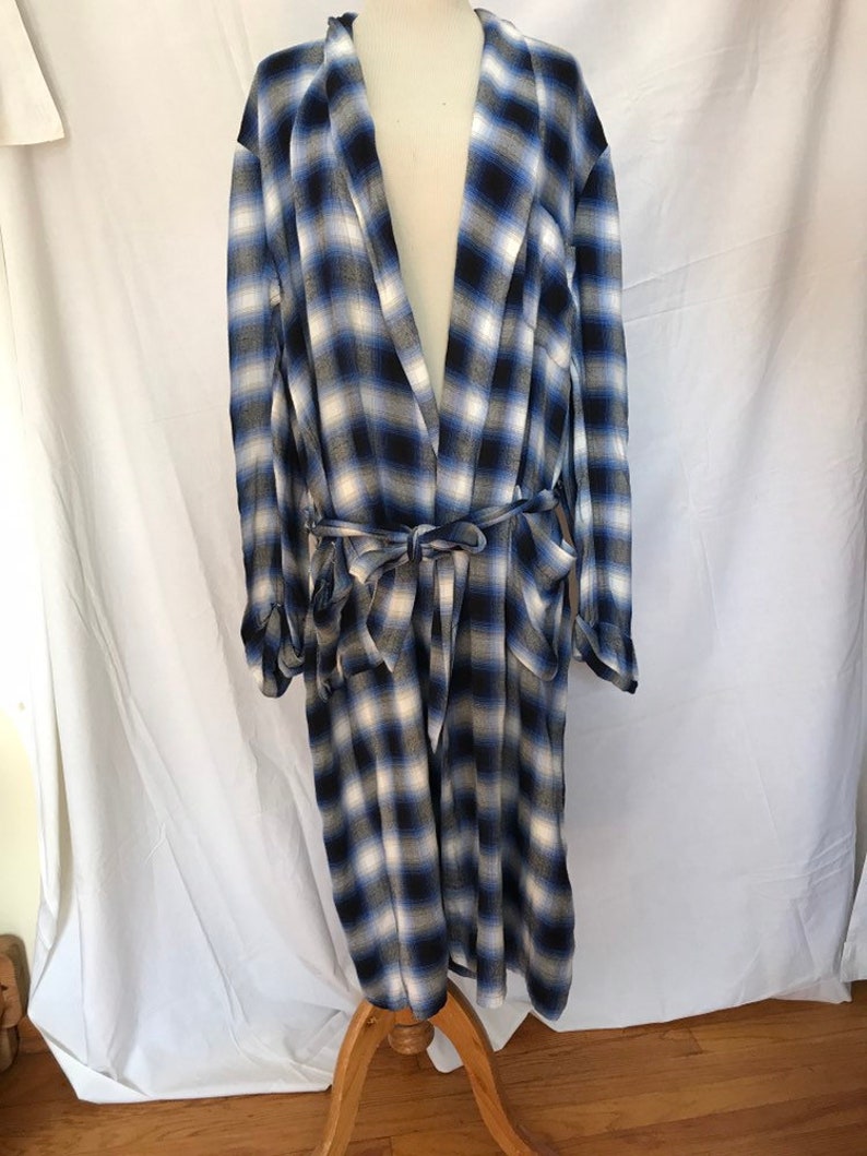 60s Shadow Plaid Robe for Men Size M to L