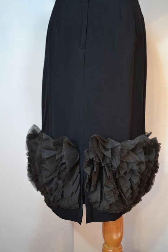 50s Black Cocktail Dress Jr Theme Wiggle Dress Bo… - image 7
