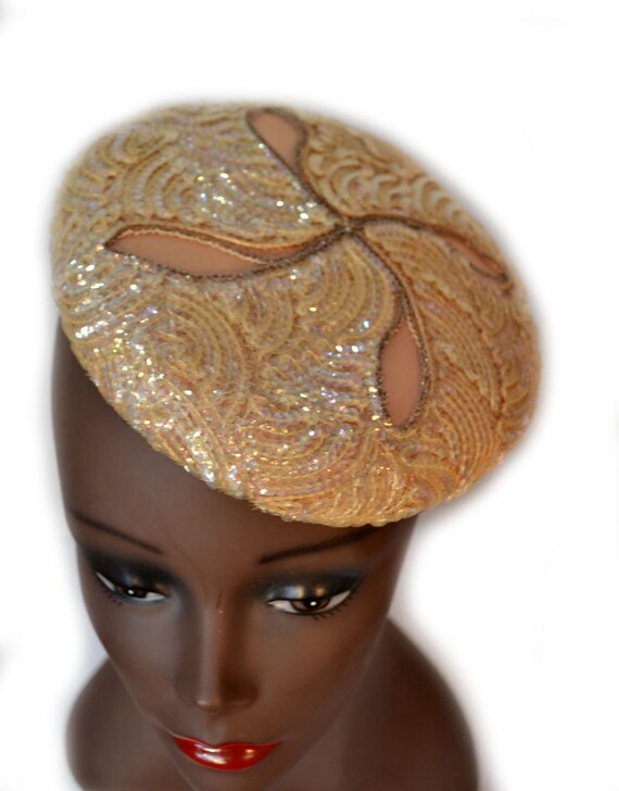Mr Milton Sequin Fascinator 50s Tilt Hat