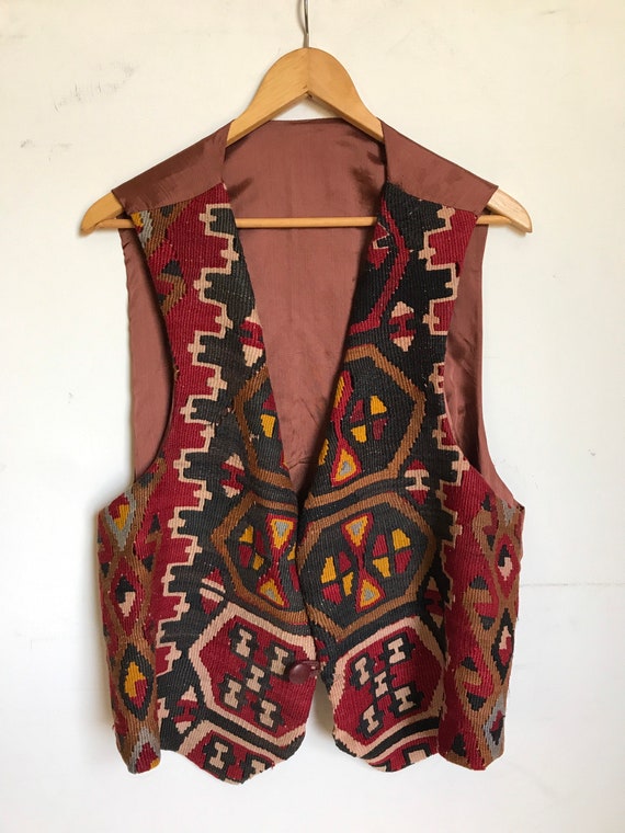 Turkish Kilim Vest Mens Rug Vest