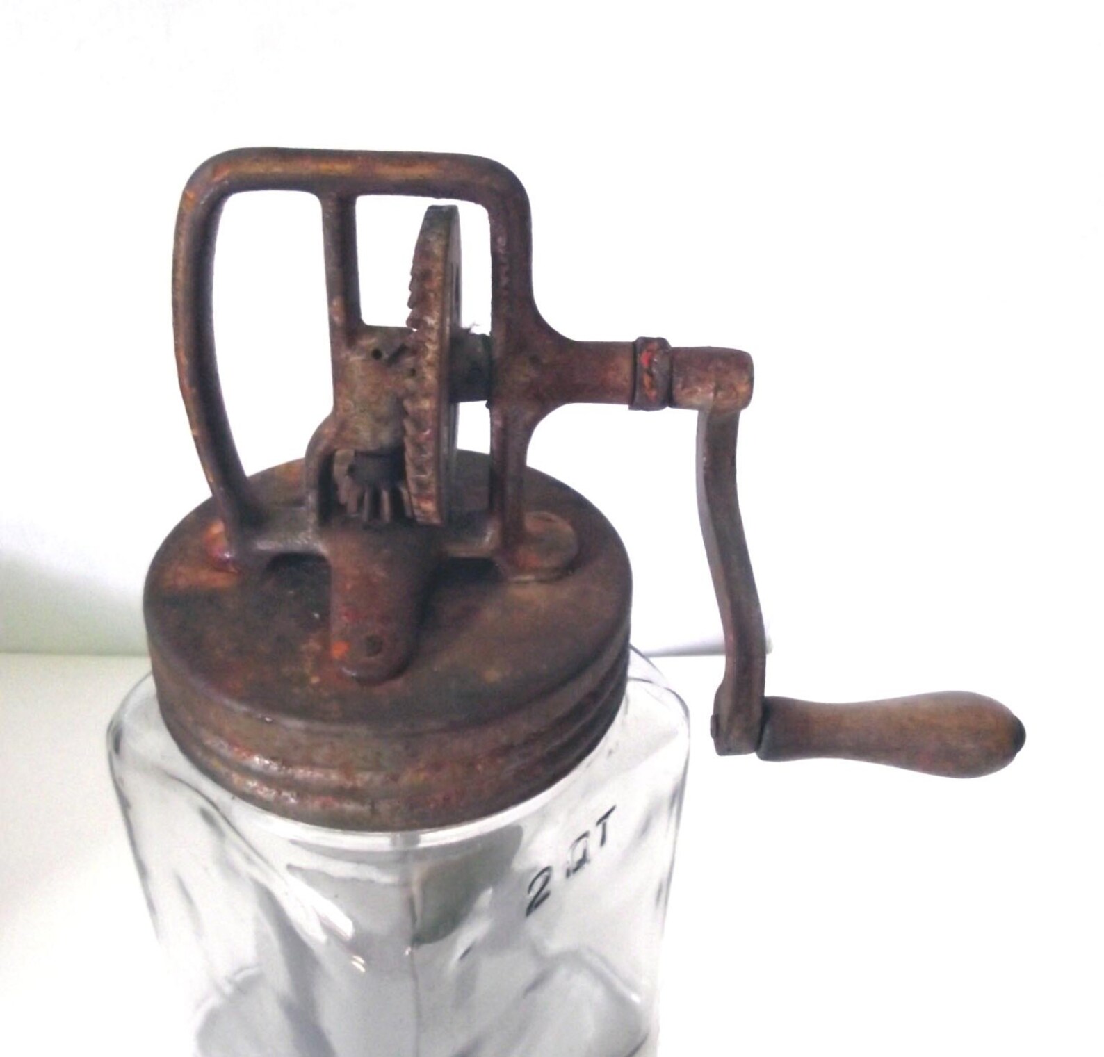 Antique Butter Churn 2Qt Metal Paddle Farmhouse Decor Rustic Etsy