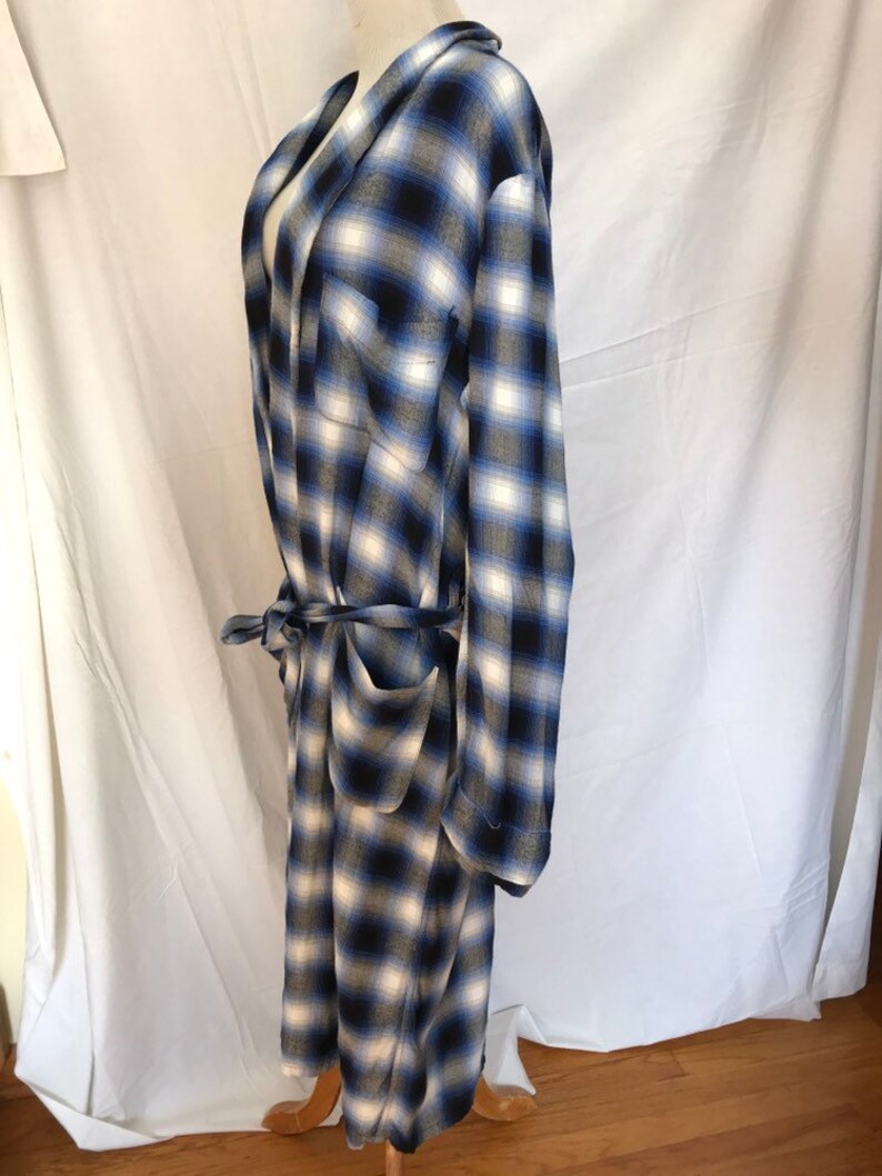 60s Shadow Plaid Robe for Men Size M to L