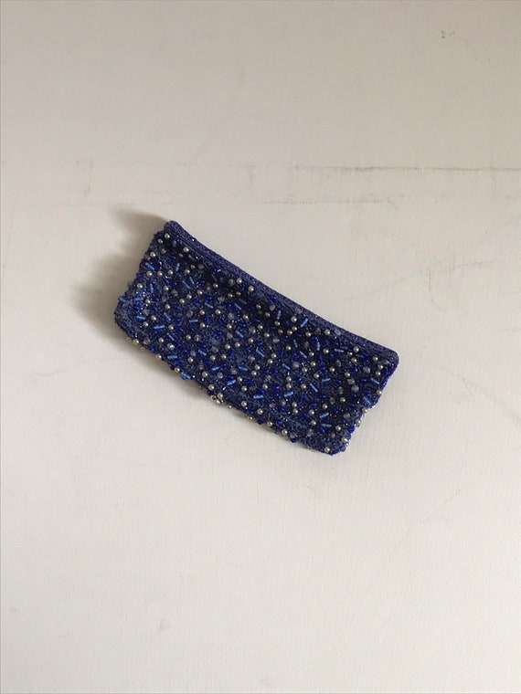 Vintage Walborg Blue Beaded Evening Clutch Purse - image 2