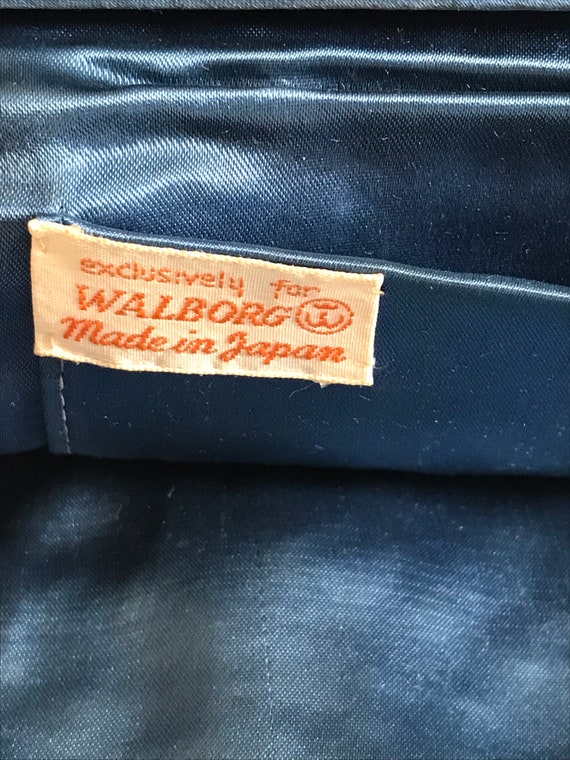 Vintage Walborg Blue Beaded Evening Clutch Purse - image 6