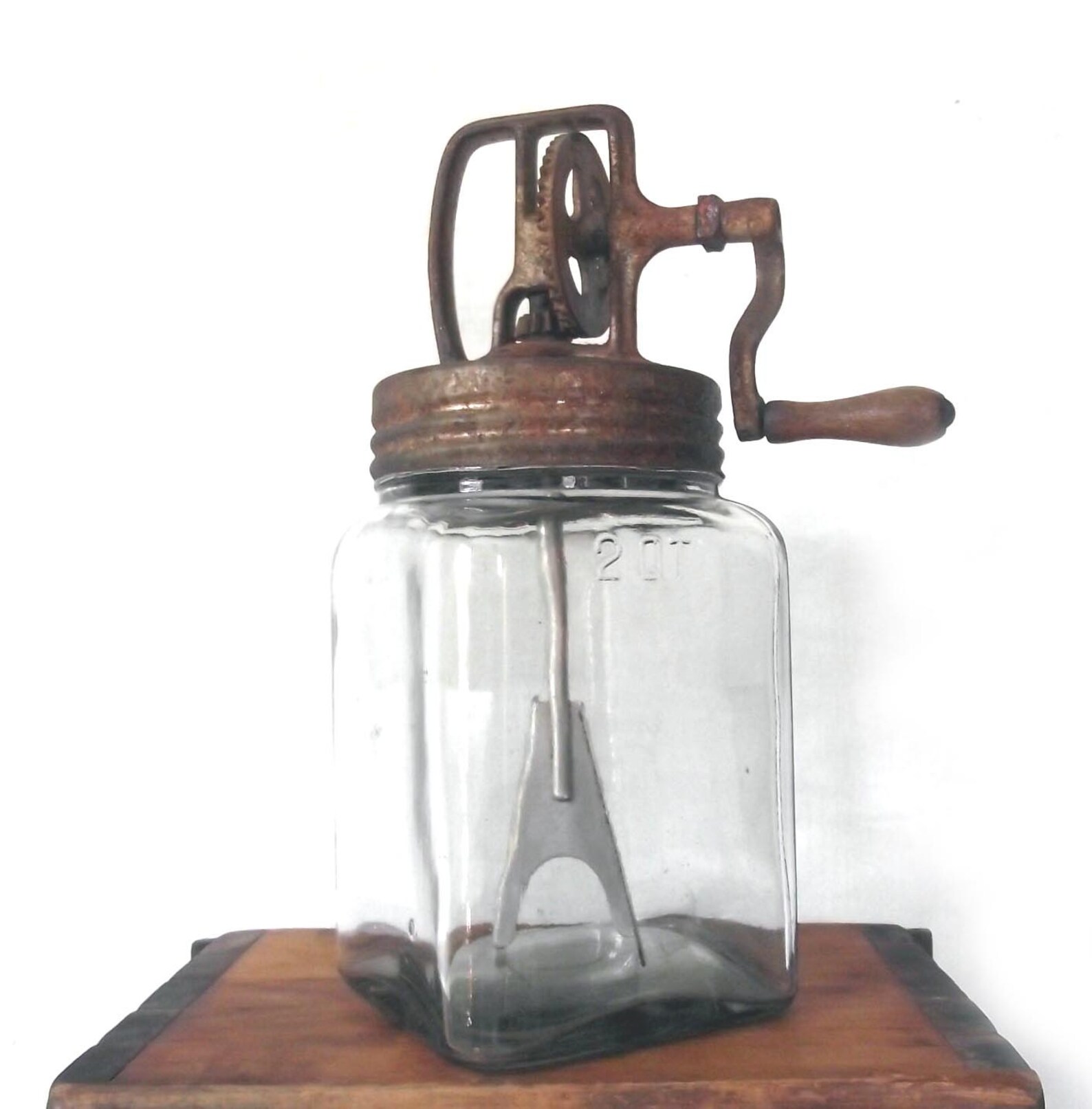 Antique Butter Churn 2Qt Metal Paddle Farmhouse Decor Rustic Etsy