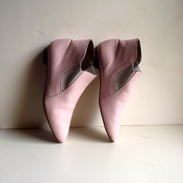 Vintage 80s PINK Ankle Boots. Montini. Sz 9