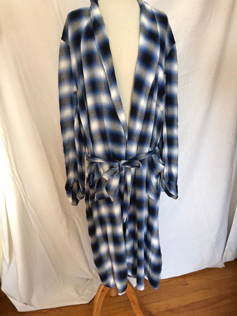60s Shadow Plaid Robe for Men Size M to L