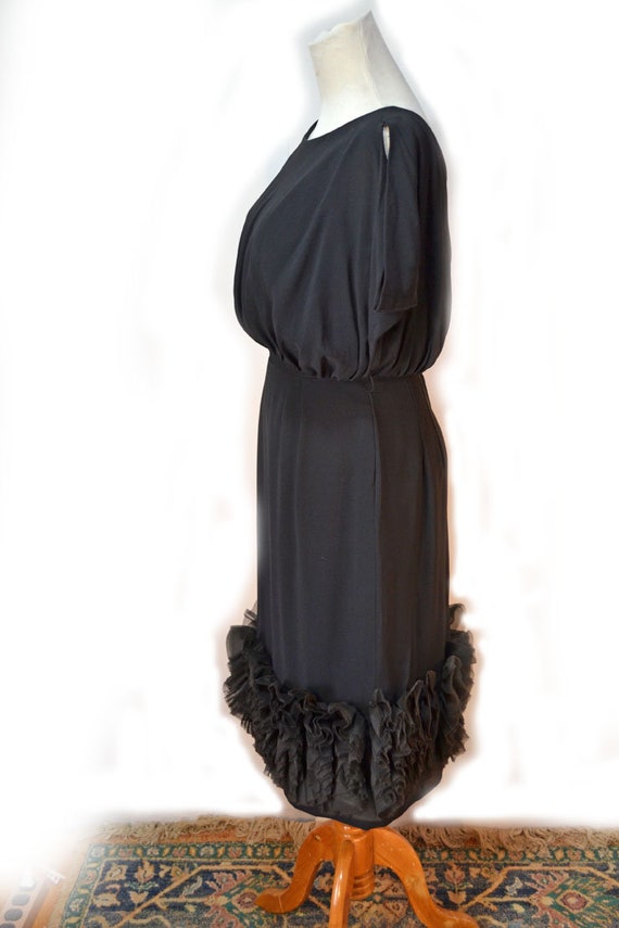 50s Black Cocktail Dress Jr Theme Wiggle Dress Bo… - image 2