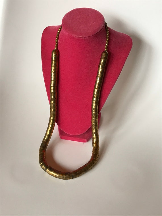 80s Gold Tone Necklace Chunky Metal Necklace