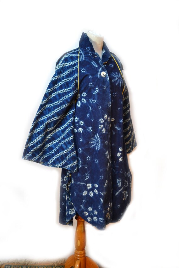 Shibori Coat Cape Blue Shibori Tie Dye Coat