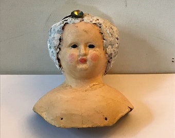 Altered Doll Head Handcrafted Doll Sculpture