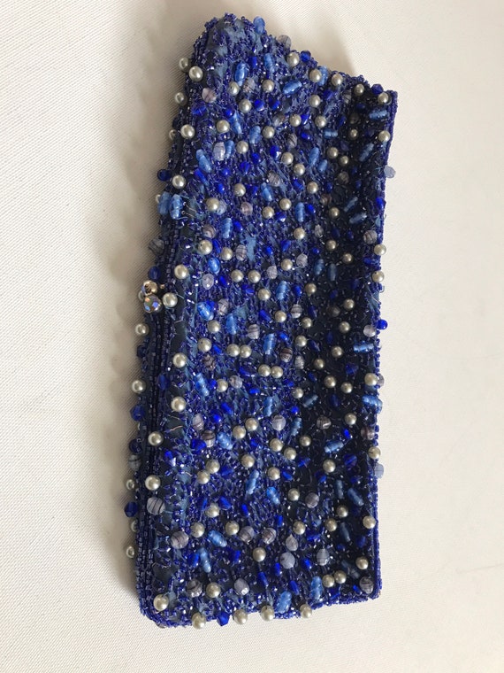 Vintage Walborg Blue Beaded Evening Clutch Purse - image 8