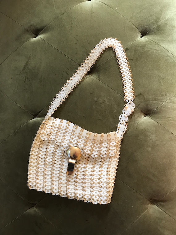 Paco Rabanne Purse White and Gold Disc Handbag