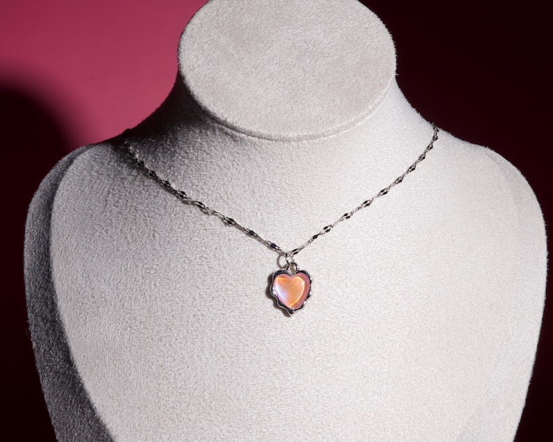Pink Y2k Charm Necklace: Cloud & Heart Fairycore Charm Chain, 16'' Stainless Steel Choker image 3