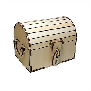 File SVG per baule del tesoro in legno – Taglio laser da 3 mm – Scatola per baule pirata fai da te, grazioso taglio laser