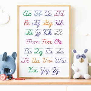 Cursive Alphabet Printable Poster for Kids | Cursive Letters Chart | Back to School Wall Art | Alphabet Handwriting Decor