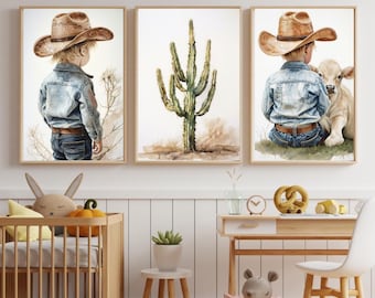 Cowboy Nursery Prints: Western Wall Art Set (Digital Download, PDF Files)