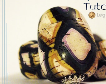 Polymer Clay Tutorial "Old Fabric Harlequin" Bead