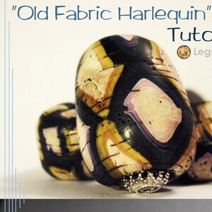 Polymer Clay Tutorial "Old Fabric Harlequin" Bead