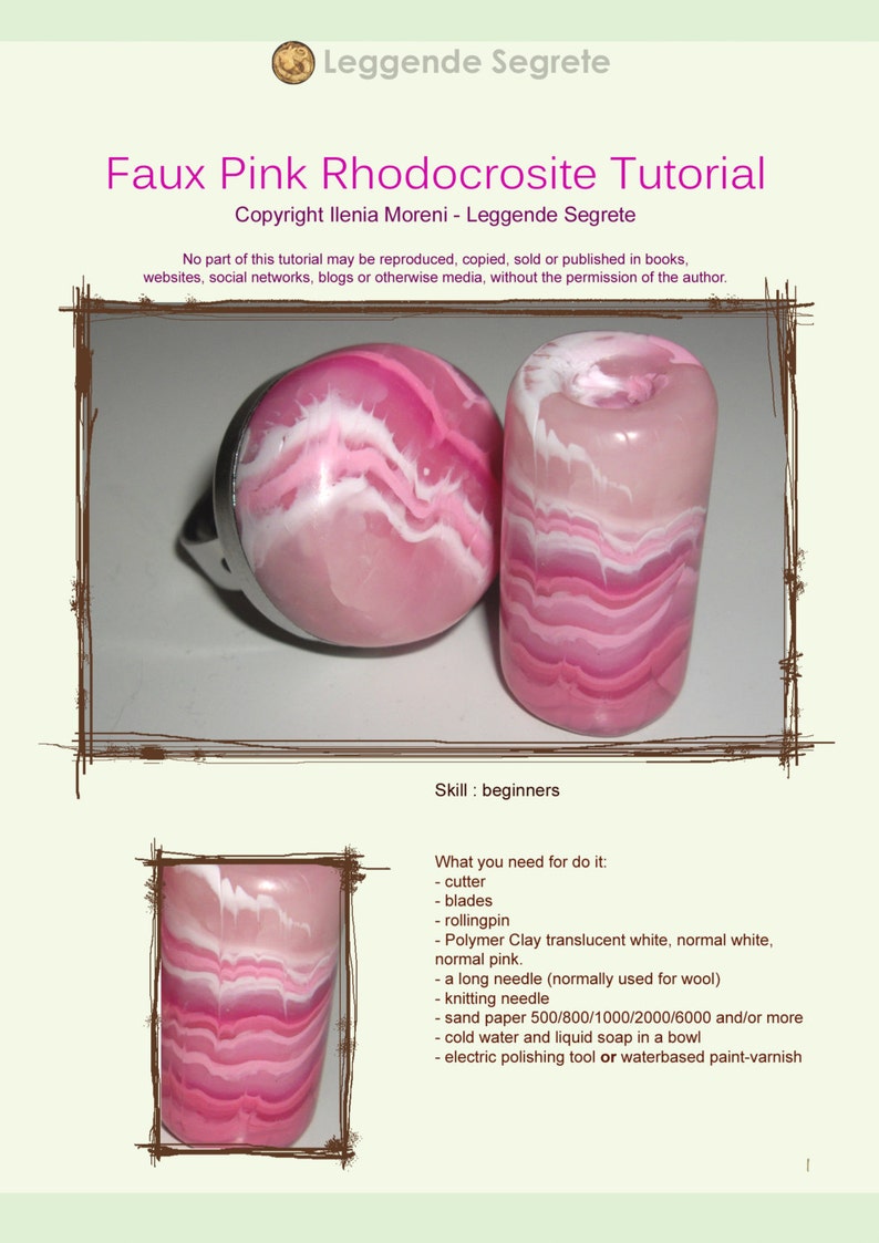 Polymer Clay Tutorial Faux Rhodocrosite Stone Etsy