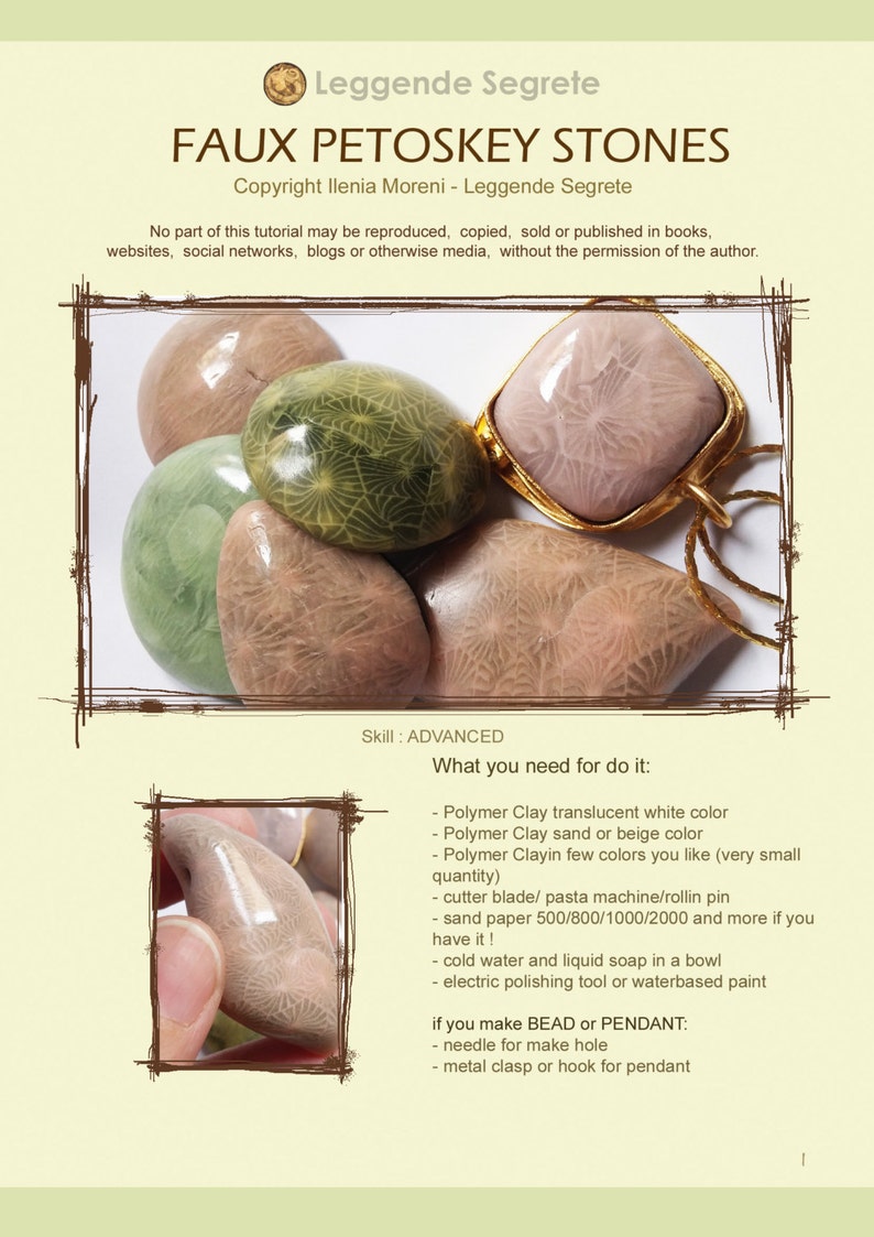 Polymer Clay Tutorial Effect Faux Petoskey Stone Etsy