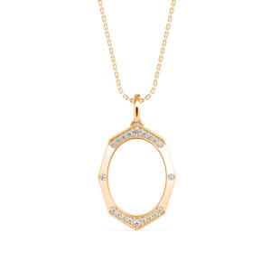 Solid 14K White Gold Oval Shape Diamond Necklace with Princess Cut Pendant for Women | Lab Grown Diamond Pendant | Birthday Gift