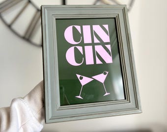 Cin Cin Martini Print – Retro Kitchen Bar Wall Art (Digital Download)