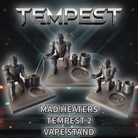 Tempest 2 Compatible Device Stand | 3D Printed Dock for Mad Heaters Style  Devices | Collectible Mech Display Holder