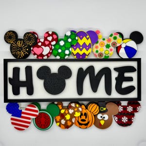 Interchangeable Mickey Mouse Ears Holiday &quot;Home&quot; Sign, 13 Ears Included, Mickey Mouse Decor, Disney Home Sign, Disney Holiday Decor