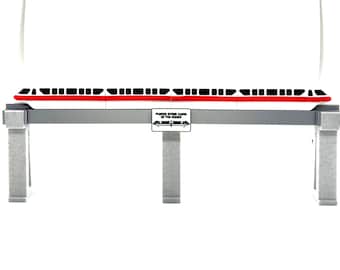 Monorail Display Model – Custom Colors – “Please Stand Clear of the Doors” Plaque – Disney Parks Inspired Shelf & Desk Decor – 3D Printed