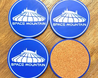 Space Mountain Disney Attraction Coasters - Set of 4 | 3D Printed with Cork Base