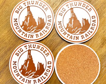 Big Thunder Mountain Disney World Coasters - Set of 4 | 3D Printed with Holder | Cork Base