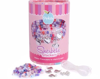 Kit de pulseras apilables de sorbetes PipKit, kit de manualidades para niños, pulseras apilables para hacer, edades 6, 7, 8, 9, 10