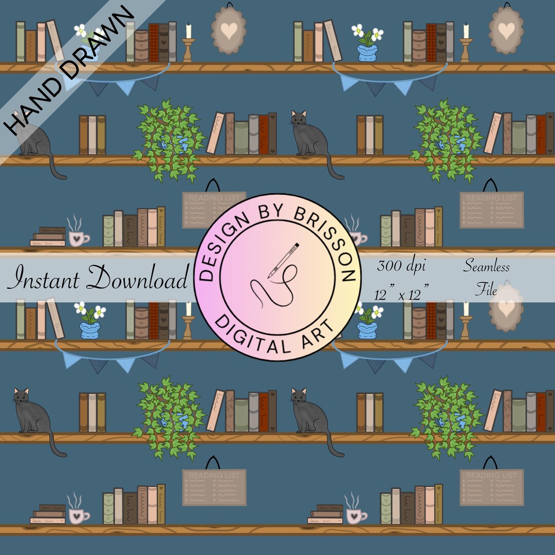 Bookish Seamless Pattern Hand Drawn Surface File Cozy Cottagecore ...