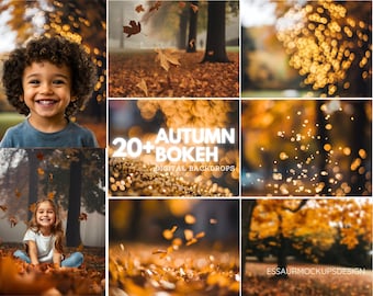 20+ Autumn Bokeh Digital Photography Backdrops, Photoshop Overlays, Studio Backdrops For Photographers, Wedding & Senior Backdrops