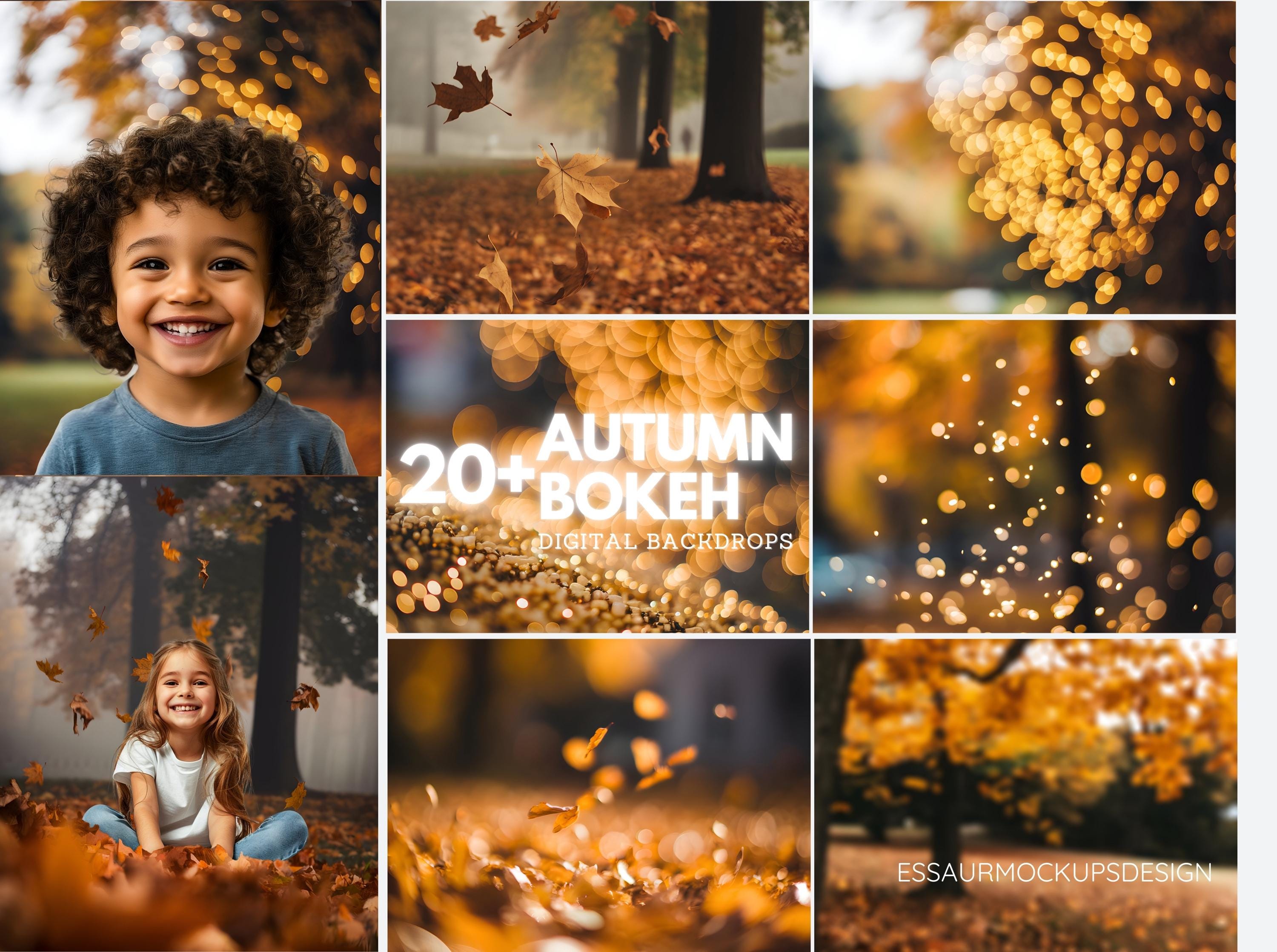 20+ Autumn Bokeh Digital Photography Backdrops, Photoshop Overlays ...