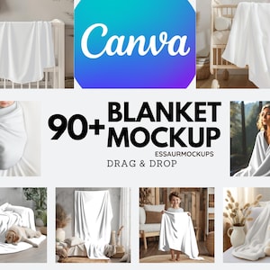 Blanket Mockup Mega Bundle PNG with Transparent Blanket for Canva Drag & Drop Overlay Sherpa, Velvet, Minky, Plush Boho Blanket Mock up