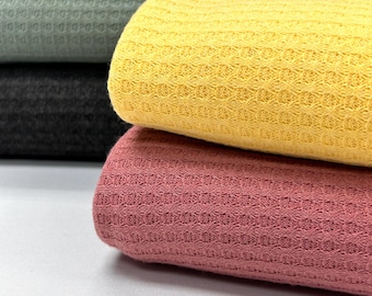 WAFFLE-P/D fabric. Solid Color Pattern Textured Fabric.| sweater fabric | polyester | knit fabric | fabric by the yard