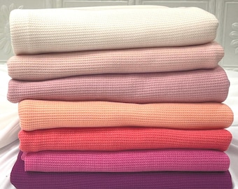 Waffle Knit Fabric, Soft Brushed Red Stretch for Apparel