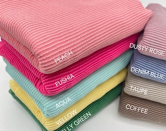 Waved Urban Rib Knit Fabric By The Yard, Soft Stretch Cotton Blend-HE114